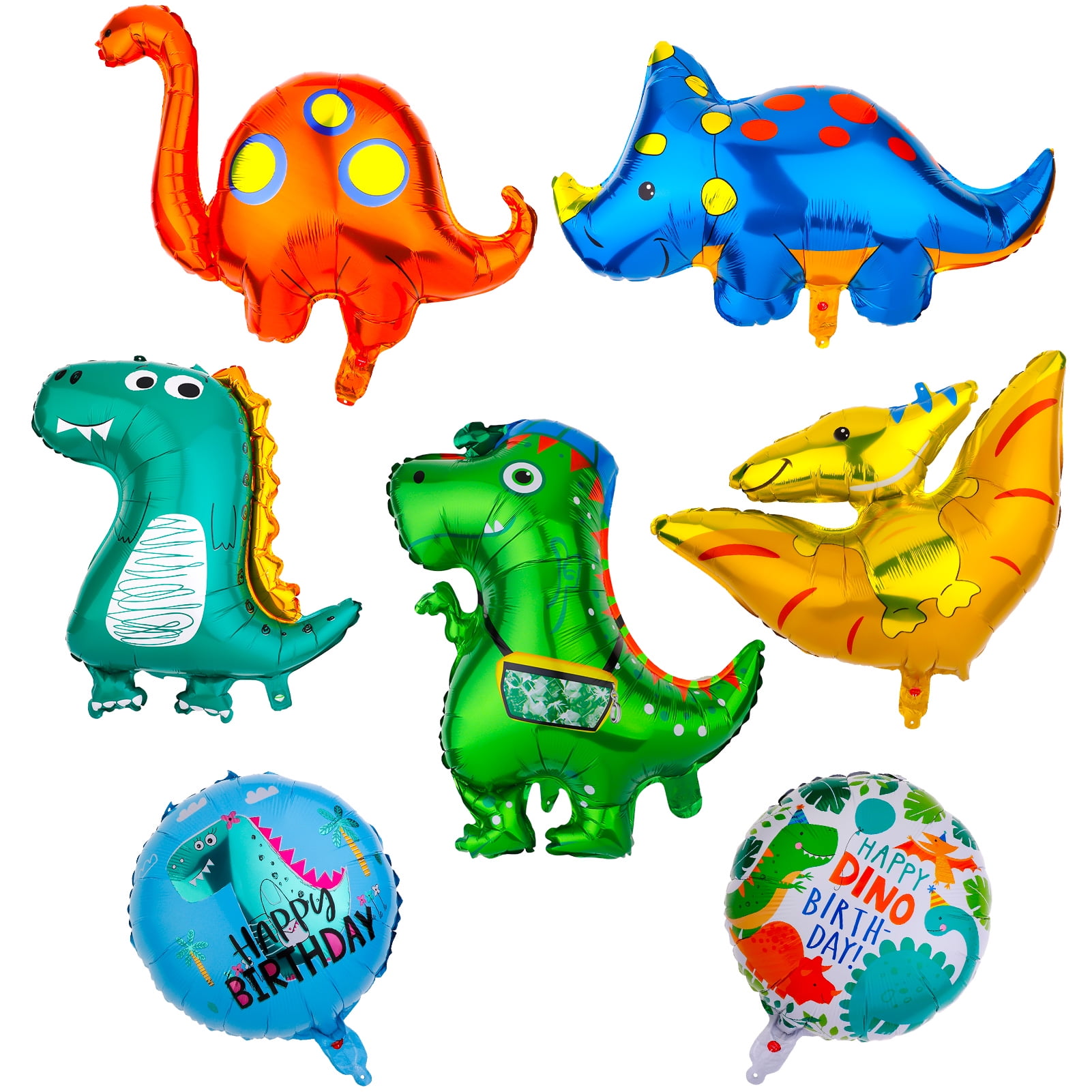 BUBABOX 8Pack 3D Dinosaur Balloon,Aluminum Flim Balloon for Brithday Party Baby Shower, Jungle Theme Party Supplies Decorations