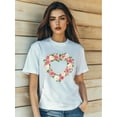 thumbnail image 1 of Camiseta informal de verano para mujer, con estampado de flores de San Valentín, manga corta, cuello redondo, camisetas informales, 1 of 7
