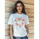 thumbnail image 1 of Women's Summer Casual T-Shirt Fashion Valentine's Day Love Flowers Print Short Sleeve Round-Neck Fit Tops, 1 of 6