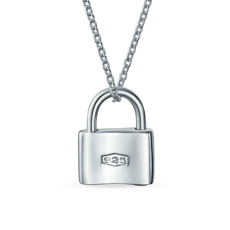 Personalized Initial x Lovers Padlock Lock Pendant Necklace Silver