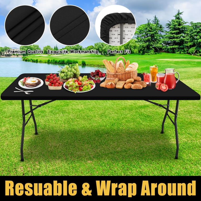 Smiry Rectangle Picnic Tablecloth, 30" x 72", Black photo 5