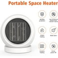 thumbnail image 3 of Desk Heater,600W Energy Efficient Desktop Heater for Indoor Use,Safe and Quiet for Bedroom Home Office Use(White), 3 of 14