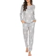 thumbnail image 1 of Conjunto de pijama para mujer, de manga larga, con estampado de estrellas, suave, con bolsillos, 1 of 6