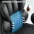 thumbnail image 3 of Hoffree Big and Tall Office Chair 400lbs, Ergonomic Computer Desk Chair with Adjustable Lumbar Support, Arms and Headrest , Executive Leather Chair with Saddle Shaped Seat Cushion for Home, Black, 3 of 10