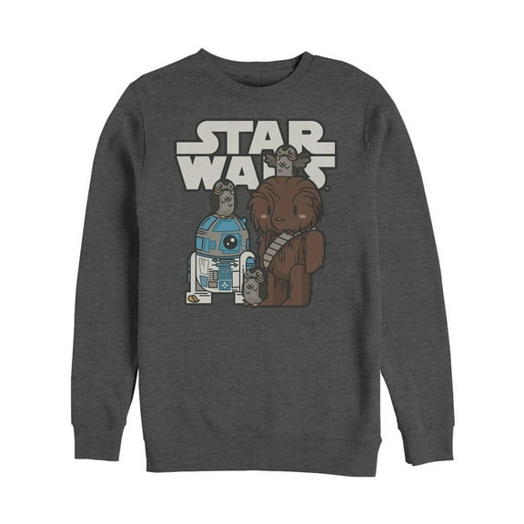 Men's Star Wars The Last Jedi Cartoon Porg Party Sweatshirt Charcoal Heather 3X Large