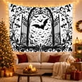 thumbnail image 3 of Monochrome Black Arched With Iron Gate At Its, Spooky Gothic for Gothic Decor Fans, Dark Art Decor Room Accent, Halloween Gift, Tapestry Wall Hanging for Bedroom and Dorm, 3 of 7