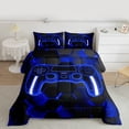 thumbnail image 4 of Erosebridal Navy Gamepad Comforter Sets Twin Size, Modern Video Game Comforters & Duvets, Honeycomb Reversible Duvet Insert, Super Cozy Bedroom Decorative, 2 Pieces, 4 of 7