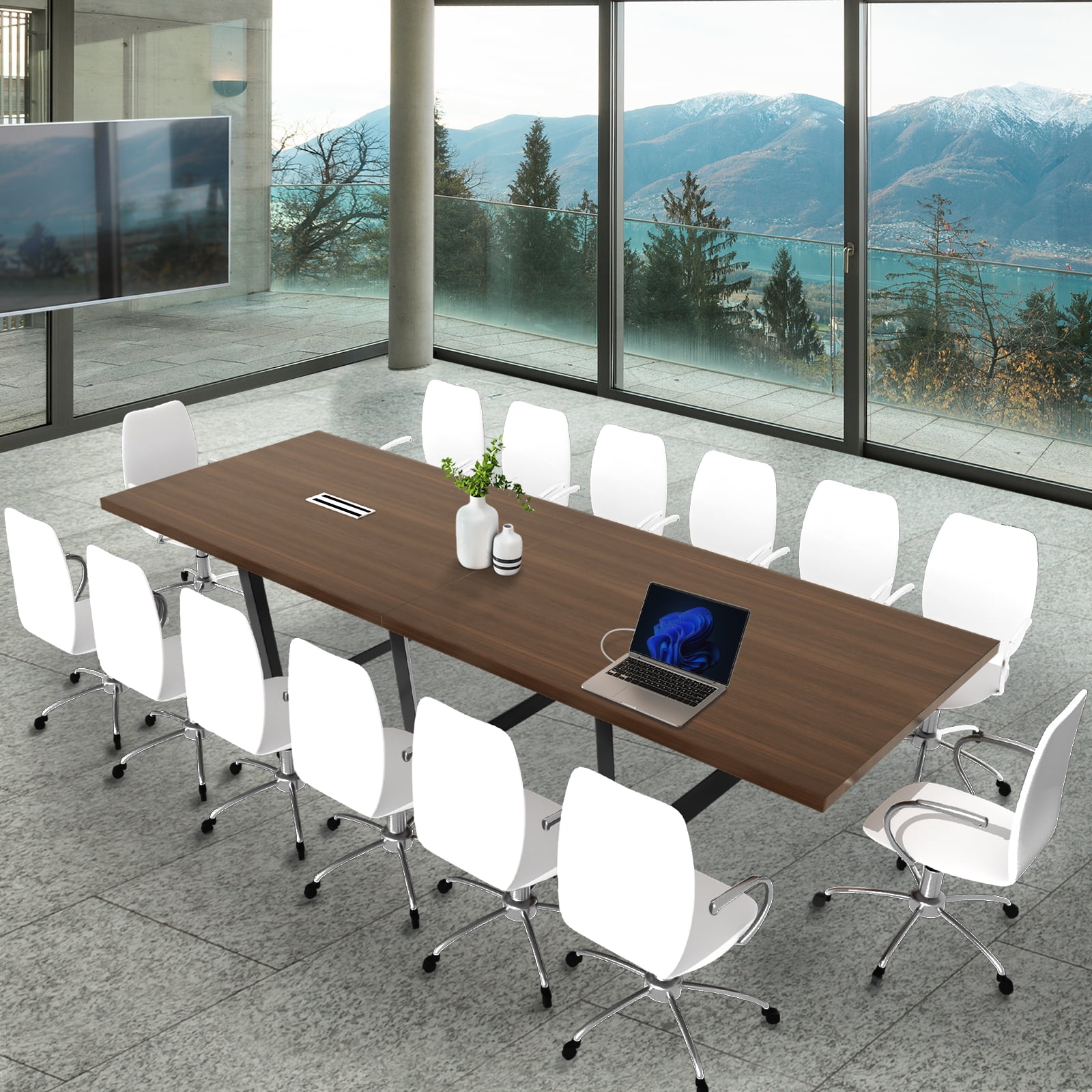 Sturdy Conference Table With Cable Management Grommets By Ahliss Modern Rectangle Office