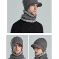 thumbnail image 3 of Rush Winter Beanie w/Visor & Earflaps for Men Outdoor Fleece Hat Scarf Set（Grey） S2135, 3 of 3