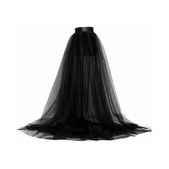 Women Maxi Long Tulle Skirt Mesh Detachable Overlay Overskirt Layers High Waist for Bridal Wedding Party