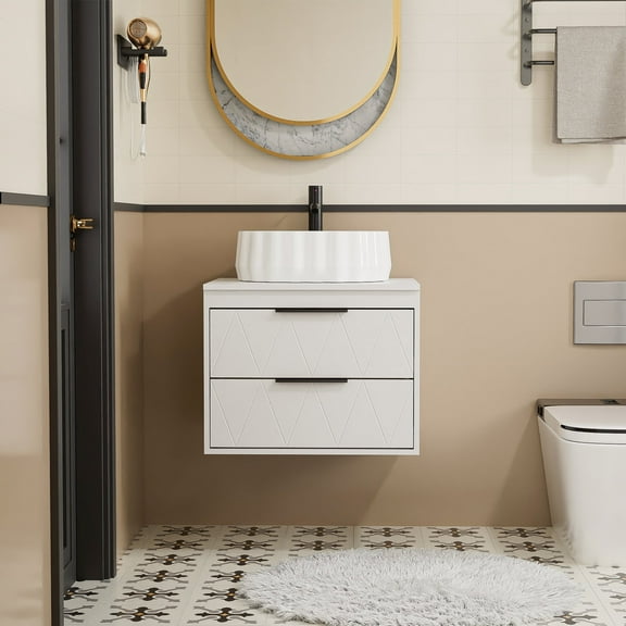 24" Wall Mount Single Bathroom Vanity with Vessel Sink