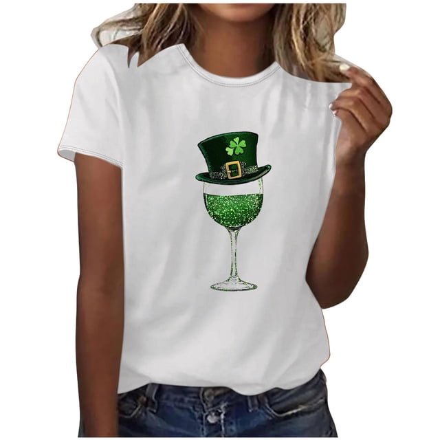 Camisas de Manga Corta para Mujeres Moda Casual Mujeres Camisa de Impresión Casual Cuello Redondo Pullover Tee Blusas de Manga Corta Casuales para Mujeres