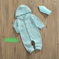 thumbnail image 4 of Sunisery Newborn Baby Boys Jumpsuit with Pockets Knitted Romper Long Sleeve Hooded Autumn Spring Clothes Blue 0-3 Months, 4 of 8