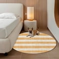 thumbnail image 3 of Round Area Rug 8ft,Vintage Classic Stripes Washable Carpet Non-Slip Runner Accent Rugs Indoor Floor Mat for Bedroom Living Room Decor,Retro Orange Beige, 3 of 9