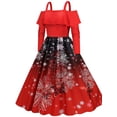 thumbnail image 2 of Gvmfive Christmas Swing Dress Women Retro Cold Shoulder Ruffled Party Xmas Dresses, 2 of 4