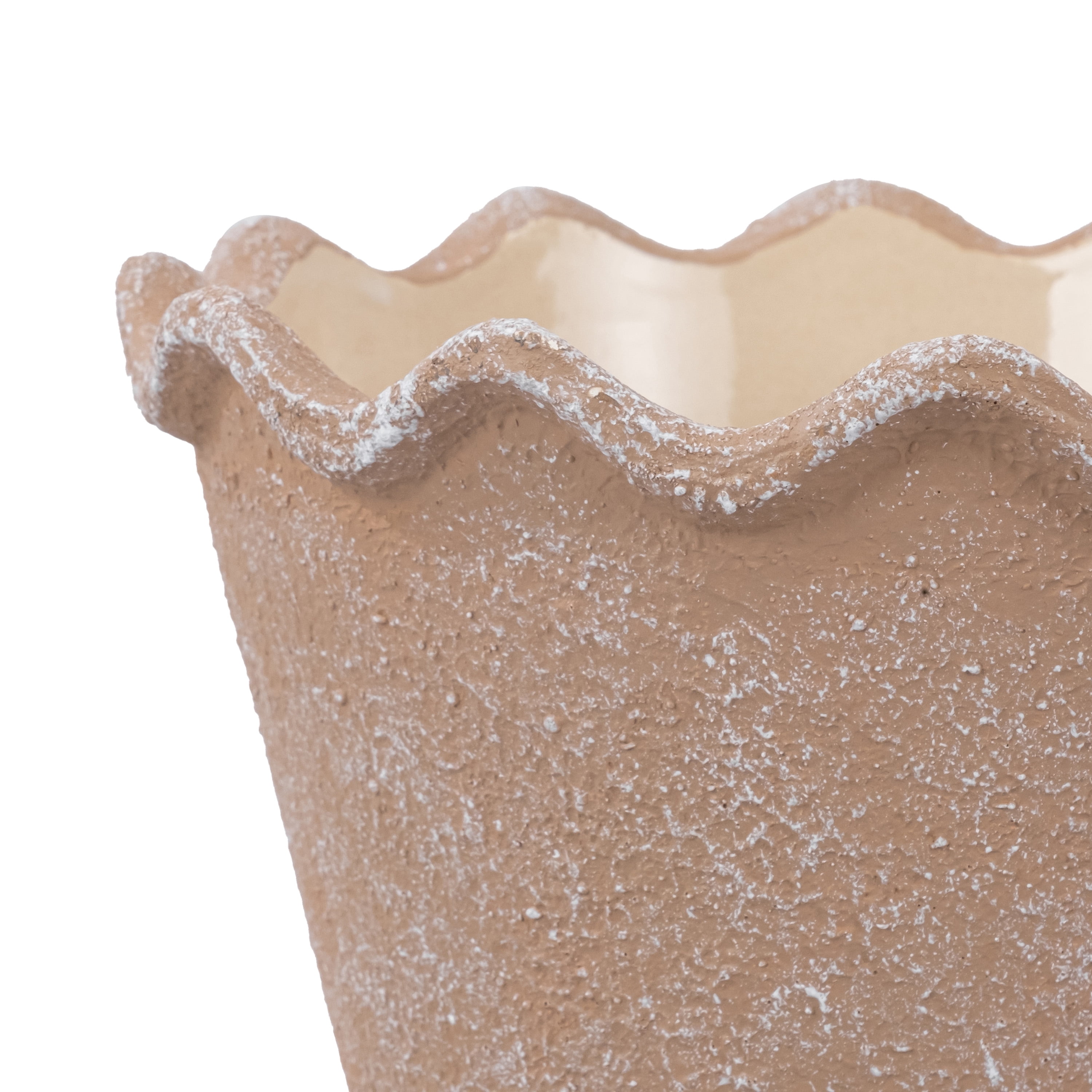 My Texas House 8 inch Ceramic Wave Planter, Brown