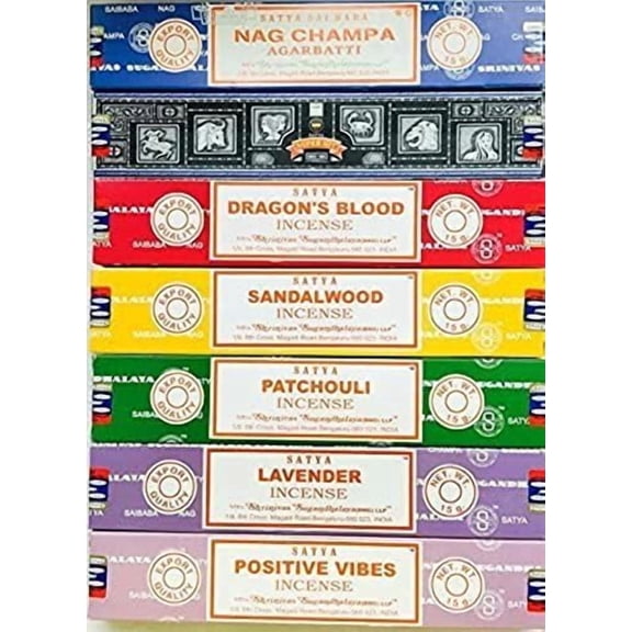 Incense Gift Set Nag Champa, Super hit, Dragon's Blood, Sandalwood, Patchouli, Lavender, Positive Vibes, 15 g