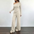 thumbnail image 5 of Fall Two Piece Sets For Women One Shoulder Tops Long Pants Knit Matching Lounge Set Womens Casual 2 Piece Top and Pants Home Wear Set, 5 of 8