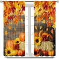 thumbnail image 3 of Fall Maple Leaves Blackout Curtain Pumpkins Autumn Falling Leave Print Curtains Home Decor Rod Pocket Darkening Drapes for Bedroom Living Room 2 Panels 84 in x 84 in, 3 of 6