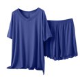 thumbnail image 3 of Dianli PJs Loungewear Women's V Neck Pajama Set Two Piece V Neck Short Sleeve Top With Loose Wide Leg Shorts Elastic Waist Soft Breathable Casual Homewear Sleepwear Nightwear, 3 of 4