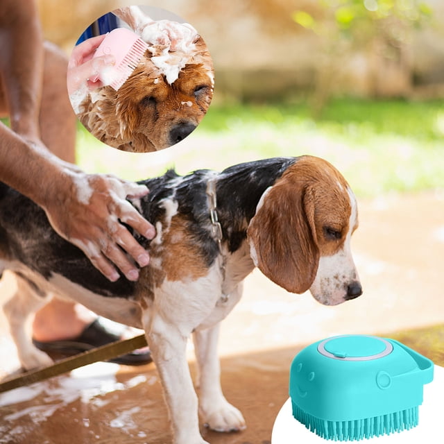 Fiudx Cepillo para Mascotas, Cepillo Suave de Silicona, Herramienta de Baño Multifuncional, Diseño de Silicona Resistente, Mango Ergonómico, Compañero de Baño para Perros y Gatos, Solución de Limpiez