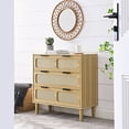 thumbnail image 2 of Yardi Yard Natural Wood Storage Cabinet Dresser, 3 Drawers with Rattan Doors, Elegant Chest of Drawers, 2 of 12