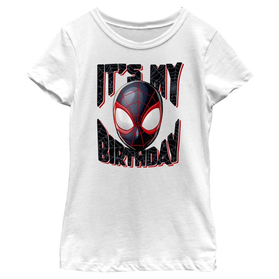 Girl's Marvel It's My Birthday Miles Morales Graphic Tee Black Medium