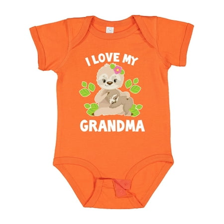 

Inktastic Cute Sloth I Love My Grandma with Leaves Gift Baby Boy or Baby Girl Bodysuit