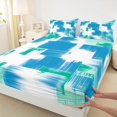 thumbnail image 3 of Manfei Modern Abstract Art Queen Sheet Sets,Oil Painting Flat Sheet,Blue White Green Queen Fitted Sheet For Girls,Breathable Home Decor,4pcs, 3 of 7