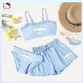 thumbnail image 1 of Conjunto de traje de baño para niños de 3 piezas, Kawaii Girls Sanrios Anime Kuromi Cinnamoroll, chaleco de dibujos animados, calzoncillos, pantalones cortos, bikini, ropa de playa, 1 of 5