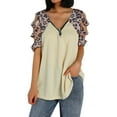 thumbnail image 3 of Qiylii Women T-shirt, Leopard Printed Pattern Short Sleeve V-neck Tops, 3 of 8