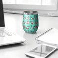 thumbnail image 3 of 12oz Stemless Wine Tumblers Turquoise Christmas Gnome Pattern Vacuum Insulated Stainless Steel Travel Tumbler Cups Mug with Lid and Straw for Champaign,Cocktail,Beer with Cleaning Brush, 3 of 5