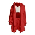 thumbnail image 4 of 3 Piece Outfit Pajamas for Women Soft Fuzzy Sherpa Hooded Cardigan Coat Sleeveless Crop Tops and Shorts Nightwear Set, 4 of 5