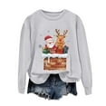 thumbnail image 5 of larppty Christmas Sweatshirts for Women Santa Claus Reindeer Gifts Graphic Crewneck Pullover Xmas Holiday Top for Party （Light Gray, XL）, 5 of 6