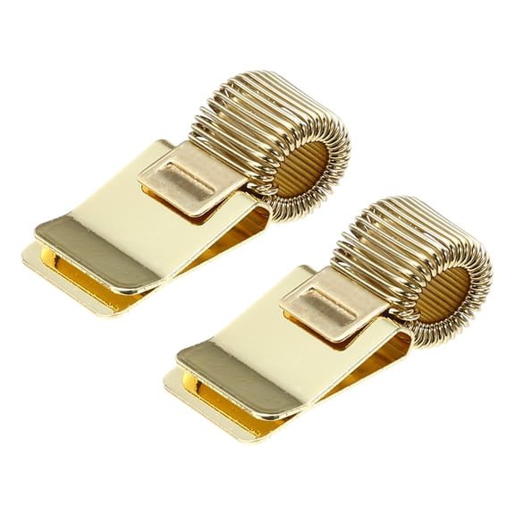 Uxcell 2Pcs Pen Holder Clip, Metal Pen Clip Holder Loop Pen Organizer with Single Spring Loop, Gold Tone