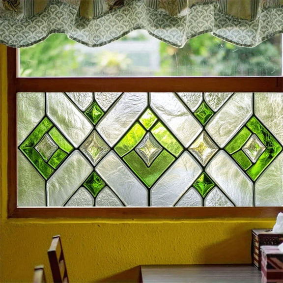 Privacy Window Film 17.7"x39.4" Home Decorative Geometry Glass Window Film PVC Static Cling Sticker for Glass Door Home and Office Bathrooms Glass Sticker