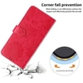 thumbnail image 6 of For Apple iPhone 15 6.1" Flower Embossed Buckle Case, Card Slots/Pocket, PU Leather Flip Wallet Case With Short Wrist Strap,Red,For iPhone 15, 6 of 7