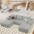 thumbnail image 4 of ODUWA 96" U-Shaped Modular Sectional Sofa with Ottoman,No Assembly Required,Deep Seat Corduroy Cloud Couch for Living Room & Bedroom,Light Gray, 4 of 9