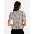 thumbnail image 4 of Time and Tru Women's Smocked Top with Short Puff Sleeves, Sizes XS-XXXL, 4 of 6