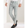 thumbnail image 2 of Unique Bargains Men's Dress Plaid Classic Fit Color Block Formal Checked Pants Dark Gray 40, 2 of 6