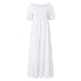 thumbnail image 4 of Vestido cruzado boho floral para mujer 2025: vestido largo con cuello redondo, manga corta, cinturón y volantes en el bajo, poliéster/spandex, informal/playa (S-XXL), 4 of 4