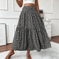 thumbnail image 2 of Unir Women Scattered Tiny Ditsy Floral Three Tier Flow Four Way Stretch Maxi Skirt Elastic High Waist Casual Long Bottom 1PC S-XL Plus Size Friendly, 2 of 5