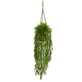 thumbnail image 1 of Nearly Natural Mini Bamboo Artificial Plant Hanging Basket, Green, 1 of 1