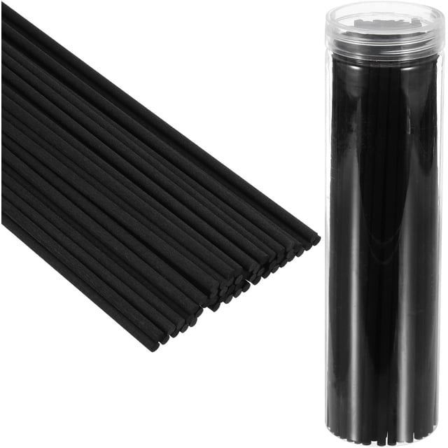 PATIKIL 20CM/8Inch Reed Diffuser Stick, 100 Pack Fiber Aroma Fragrance Refill Sticks Replacement with PET Bottle for Home Office Hotel Party Wedding, Black