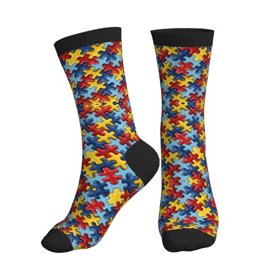 Unisex Autism Awareness Puzzle Piece Novelty Ankle Socks Colorful ComfortSoft Lightweight Sports Athletic Socks