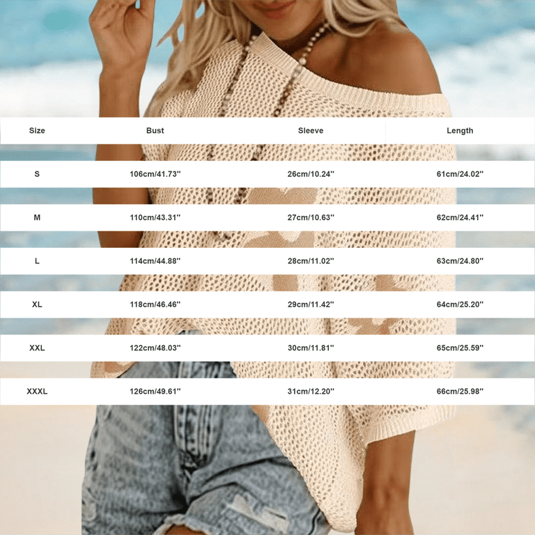 Women's Mesh Knit Short Sleeve Off Shoulder T Shirt, Crochet Tops