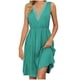 thumbnail image 5 of Puntoco Vestido De Manga Corta Con Cuello En V, Vestido De Temperamento Sin Mangas Con Cuello En V De Color Sólido Sin Mangas Para Mujer Vestido Verde M, 5 of 5