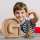 thumbnail image 3 of EQWLJWE Hucha para niños, niñas, hucha grande, 26 letras del alfabeto inglés, de madera personalizada, transparente, caja para ahorrar dinero con pegatinas del alfabeto, regalo creativo para hacer, 3 of 8