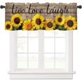 thumbnail image 4 of Sunflower Short Window Valance Curtains, Live Love Laugh Quoted Bronze Vintage Wooden Barn Print, Window Treatment Valances for Kitchen Bathroom Living Room Cafe Decor with Rod Pocket, 54 x 18 in, 4 of 6