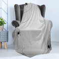 thumbnail image 4 of Spider Web Soft Flannel Fleece Throw Blanket, Spiders Hanging from Webs Halloween Inspired Design Dangerous Cartoon, Cozy Plush for Indoor and Outdoor Use, 50" x 60", Grey Black White, by Ambesonne, 4 of 5
